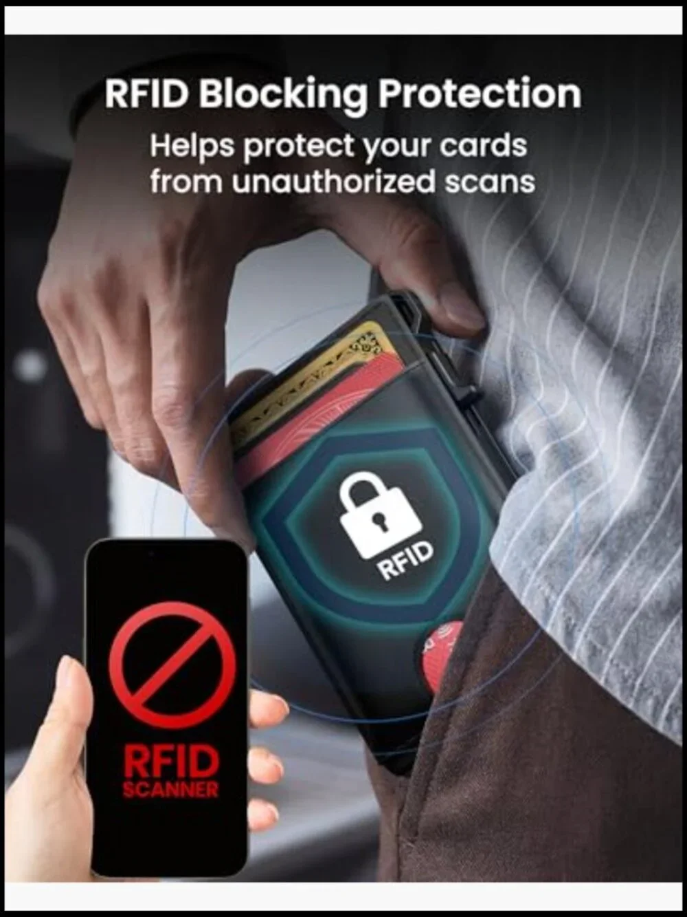 Slim Pop Up Card Holder with RFID Blocking and Money Clip